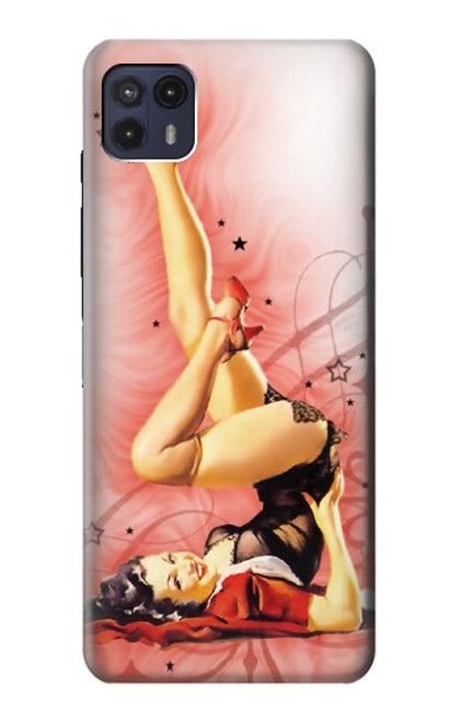 S1669 Afficher Fille Millésime Etui Coque Housse pour Motorola Moto G50 5G [for G50 5G only. NOT for G50]