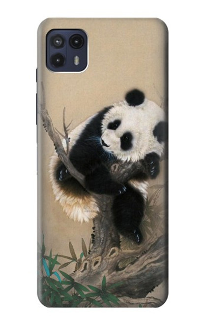 S2210 Peinture Art Panda Fluffy Etui Coque Housse pour Motorola Moto G50 5G [for G50 5G only. NOT for G50]