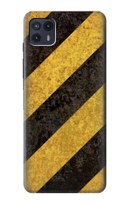 S2231 Noir et Jaune Ligne de risque rayé Etui Coque Housse pour Motorola Moto G50 5G [for G50 5G only. NOT for G50]