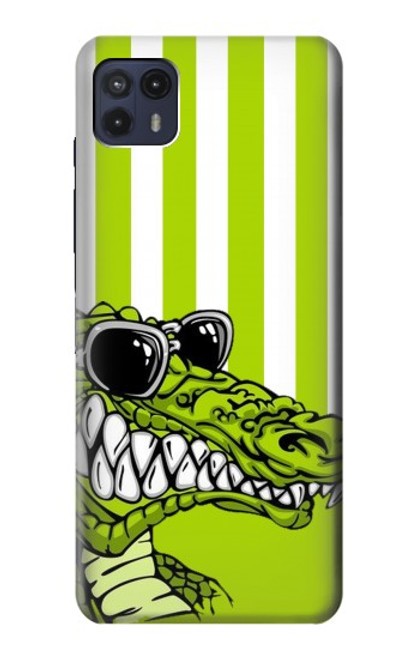 S2323 Crocodile vert drôle d'alligator Etui Coque Housse pour Motorola Moto G50 5G [for G50 5G only. NOT for G50]