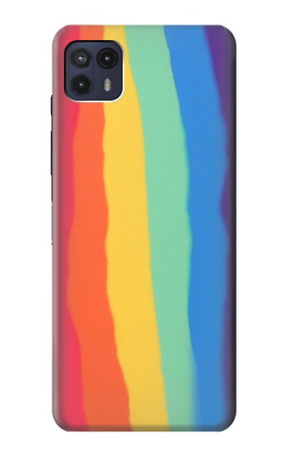 S3799 Arc-en-ciel aquarelle vertical mignon Etui Coque Housse pour Motorola Moto G50 5G [for G50 5G only. NOT for G50]