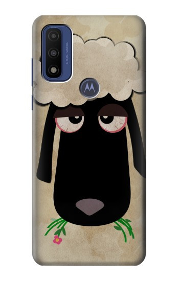 S2826 Mignon Noir Sheep Dormir Dessin Etui Coque Housse pour Motorola G Pure