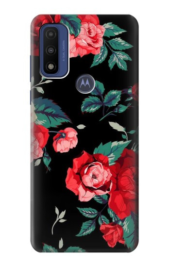 S3112 Motif floral Rose Noir Etui Coque Housse pour Motorola G Pure