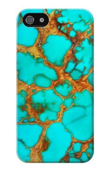 S2688 Aqua Copper Turquoise Gemstone Graphic Etui Coque Housse pour iPhone 5 5S SE