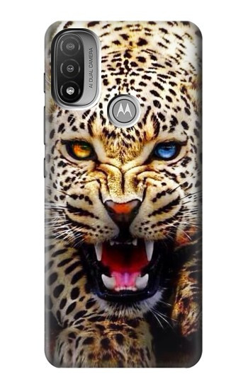S1932 Bleu yeux Léopard Etui Coque Housse pour Motorola Moto E20,E30,E40