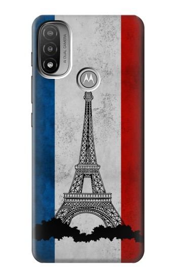 S2859 Drapeau France millésimé Tour Eiffel Etui Coque Housse pour Motorola Moto E20,E30,E40