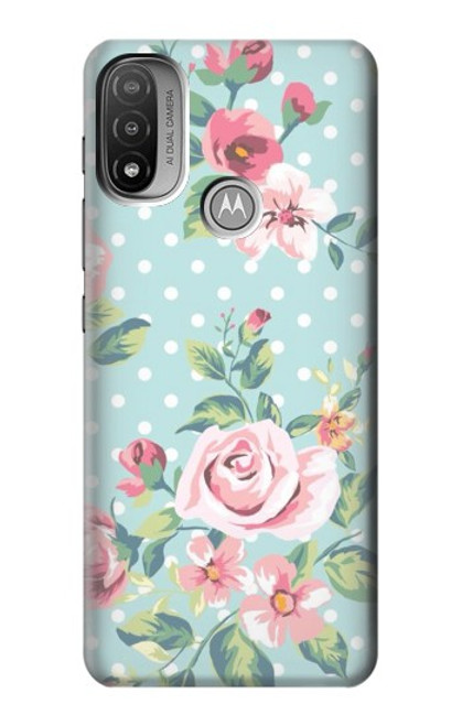 S3494 Rose à pois millésimé Etui Coque Housse pour Motorola Moto E20,E30,E40
