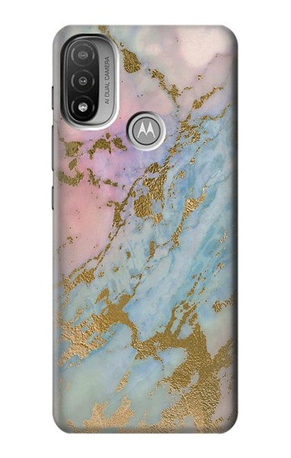 S3717 Imprimé graphique en marbre bleu pastel or rose Etui Coque Housse pour Motorola Moto E20,E30,E40