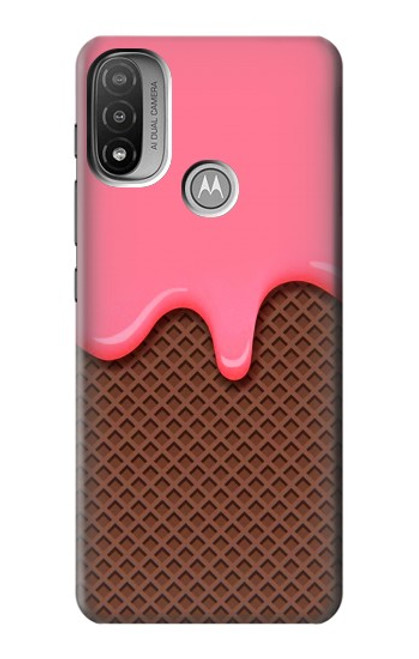 S3754 Cornet de crème glacée à la fraise Etui Coque Housse pour Motorola Moto E20,E30,E40