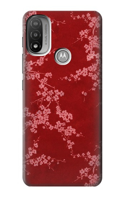 S3817 Motif de fleurs de cerisier floral rouge Etui Coque Housse pour Motorola Moto E20,E30,E40
