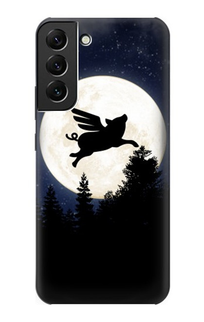S3289 Cochon Volant Pleine Lune Nuit Etui Coque Housse pour Samsung Galaxy S22 Plus