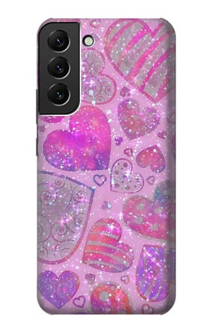 S3710 Coeur d'amour rose Etui Coque Housse pour Samsung Galaxy S22 Plus