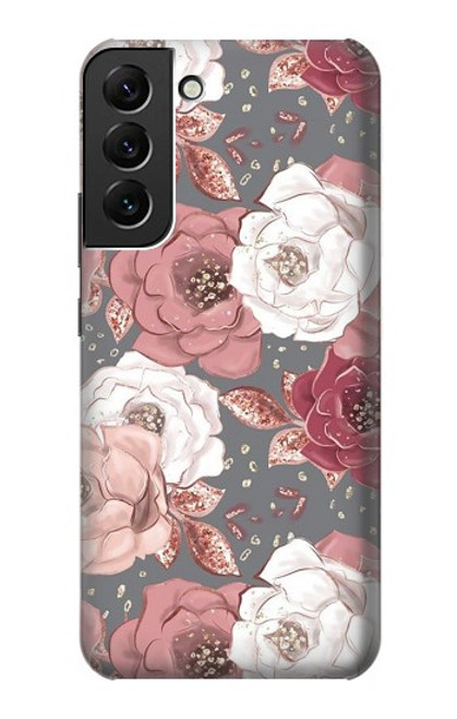 S3716 Motif floral rose Etui Coque Housse pour Samsung Galaxy S22 Plus
