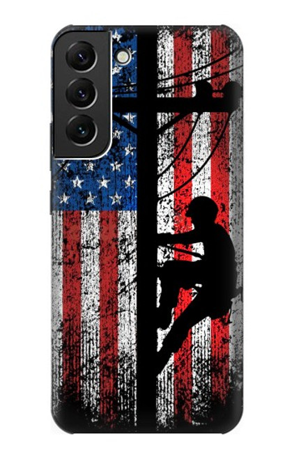 S3803 Électricien monteur de lignes drapeau américain Etui Coque Housse pour Samsung Galaxy S22 Plus