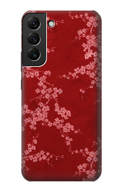 S3817 Motif de fleurs de cerisier floral rouge Etui Coque Housse pour Samsung Galaxy S22 Plus