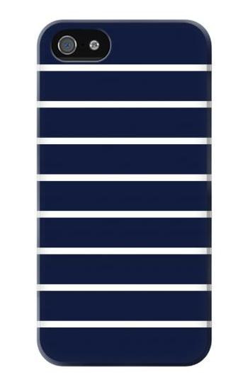 S2767 Navy White Striped Etui Coque Housse pour iPhone 5 5S SE