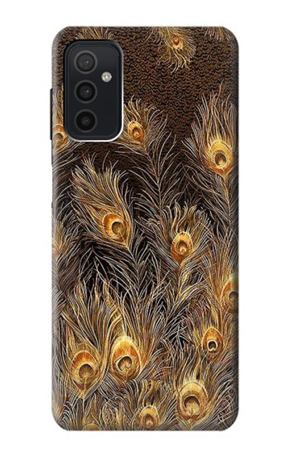 S3691 Plume de paon d'or Etui Coque Housse pour Samsung Galaxy M52 5G