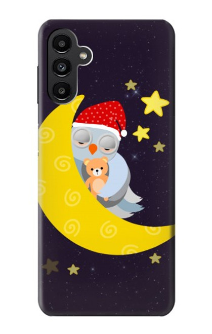 S2849 Mignon Lune Nuit Sleepy Chouette Etui Coque Housse pour Samsung Galaxy A13 5G