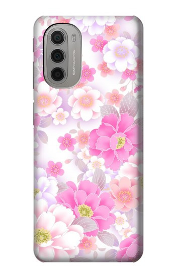 S3036 Flore de fleur rose douce Etui Coque Housse pour Motorola Moto G51 5G