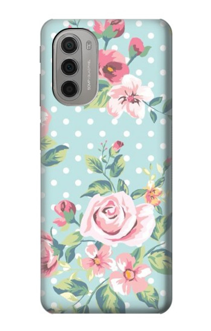 S3494 Rose à pois millésimé Etui Coque Housse pour Motorola Moto G51 5G