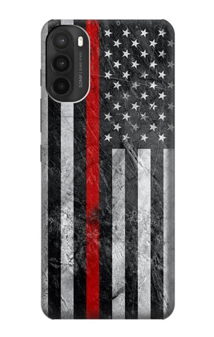 S3687 Drapeau américain de pompier mince ligne rouge Etui Coque Housse pour Motorola Moto G71 5G