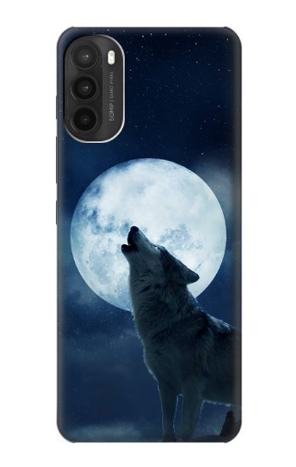 S3693 Pleine lune du loup blanc sinistre Etui Coque Housse pour Motorola Moto G71 5G