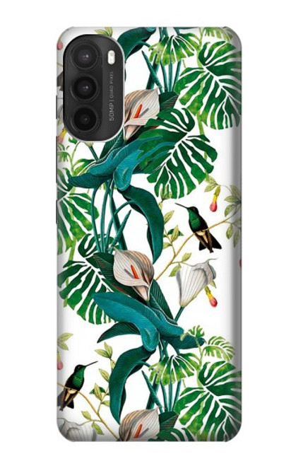 S3697 Oiseaux de la vie des feuilles Etui Coque Housse pour Motorola Moto G71 5G