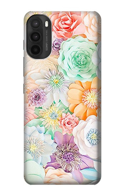 S3705 Fleur florale pastel Etui Coque Housse pour Motorola Moto G71 5G