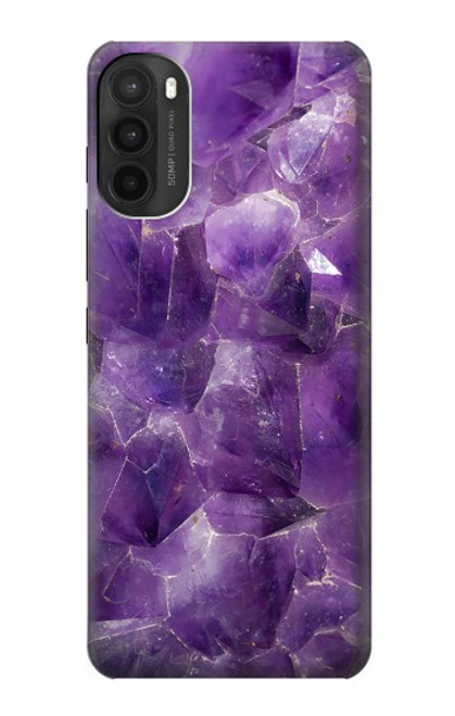 S3713 Graphique violet améthyste à quartz imprimé Etui Coque Housse pour Motorola Moto G71 5G