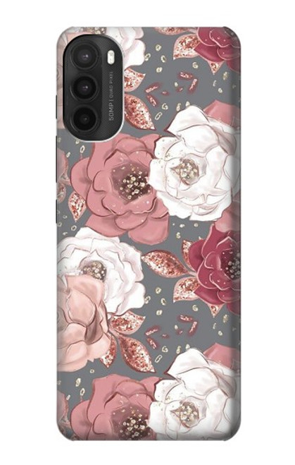 S3716 Motif floral rose Etui Coque Housse pour Motorola Moto G71 5G