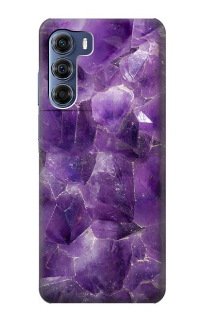 S3713 Graphique violet améthyste à quartz imprimé Etui Coque Housse pour Motorola Edge S30