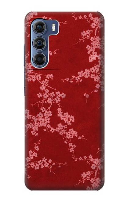 S3817 Motif de fleurs de cerisier floral rouge Etui Coque Housse pour Motorola Edge S30