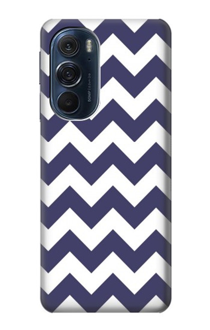 S2345 Marine Bleu Shavron Zig zag Etui Coque Housse pour Motorola Edge X30