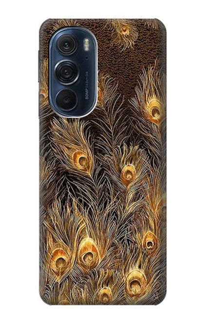 S3691 Plume de paon d'or Etui Coque Housse pour Motorola Edge X30