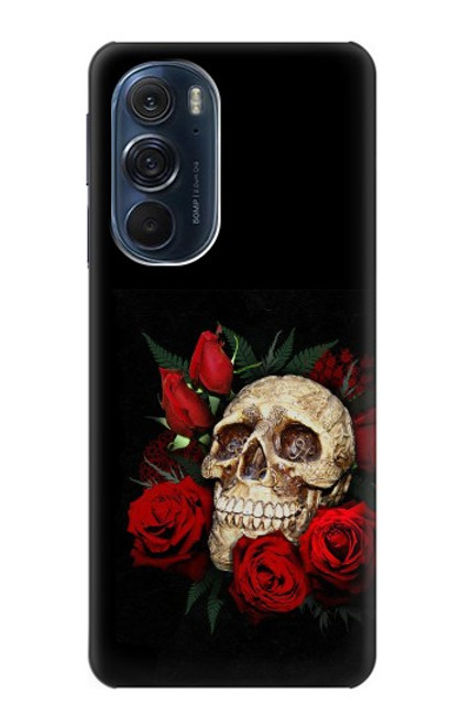 S3753 Roses de crâne gothique sombre Etui Coque Housse pour Motorola Edge X30