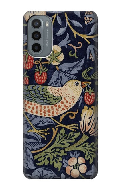 S3791 William Morris Strawberry Thief Fabric Etui Coque Housse pour Motorola Moto G31