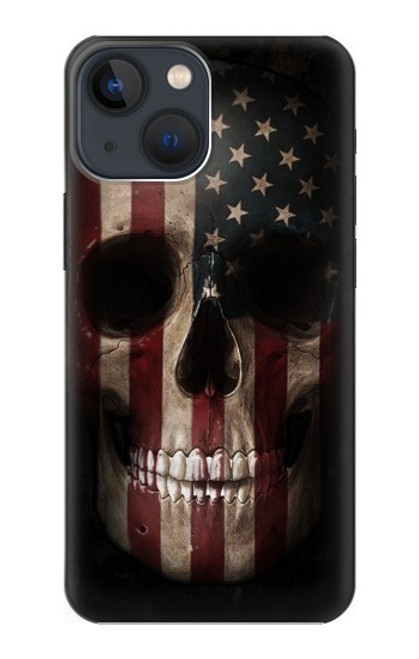 S3850 Crâne de drapeau américain Etui Coque Housse pour iPhone 13