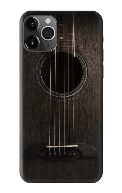 S3834 Guitare noire Old Woods Etui Coque Housse pour iPhone 11 Pro Max