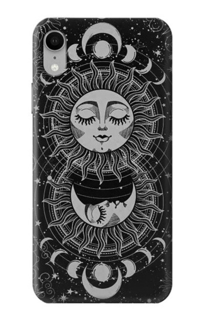 S3854 Visage de soleil mystique Croissant de lune Etui Coque Housse pour iPhone XR