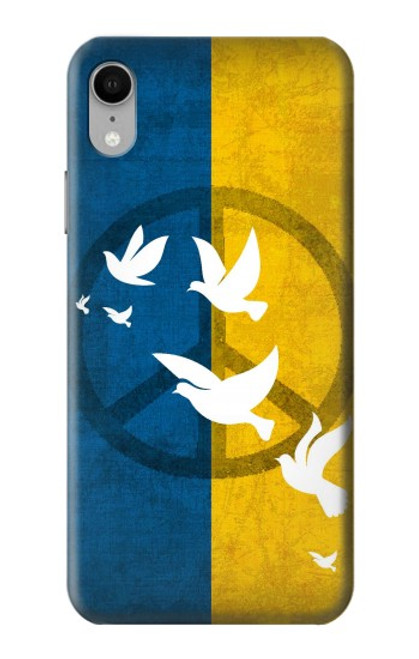 S3857 Colombe de la paix drapeau ukrainien Etui Coque Housse pour iPhone XR