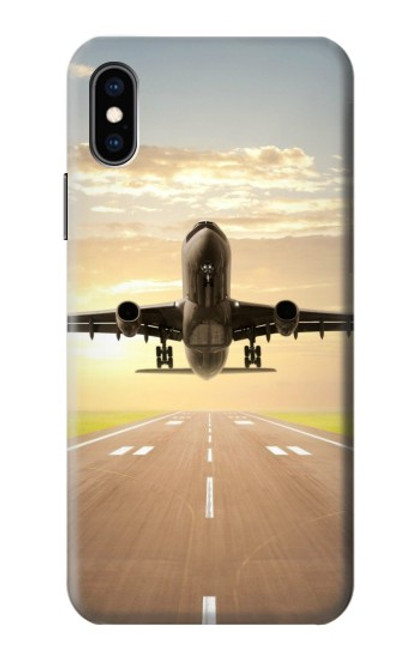 S3837 Avion Décollage Sunrise Etui Coque Housse pour iPhone X, iPhone XS