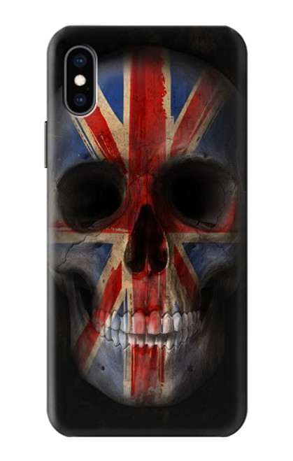 S3848 Crâne de drapeau du Royaume-Uni Etui Coque Housse pour iPhone X, iPhone XS