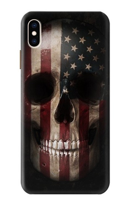 S3850 Crâne de drapeau américain Etui Coque Housse pour iPhone XS Max