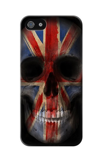 S3848 Crâne de drapeau du Royaume-Uni Etui Coque Housse pour iPhone 5 5S SE