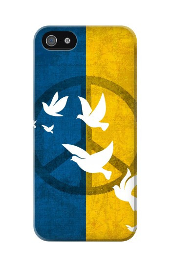 S3857 Colombe de la paix drapeau ukrainien Etui Coque Housse pour iPhone 5 5S SE