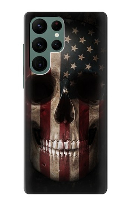 S3850 Crâne de drapeau américain Etui Coque Housse pour Samsung Galaxy S22 Ultra