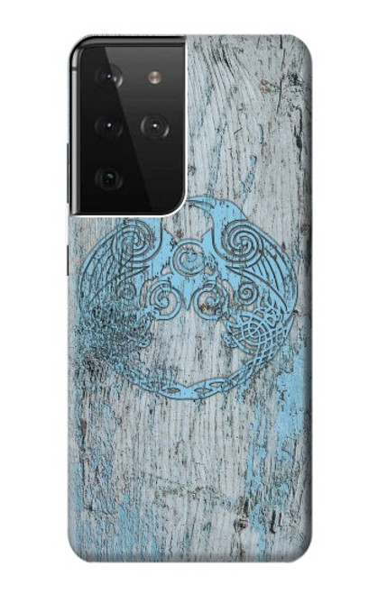 S3829 Huginn et Muninn Twin Ravens Norse Etui Coque Housse pour Samsung Galaxy S21 Ultra 5G