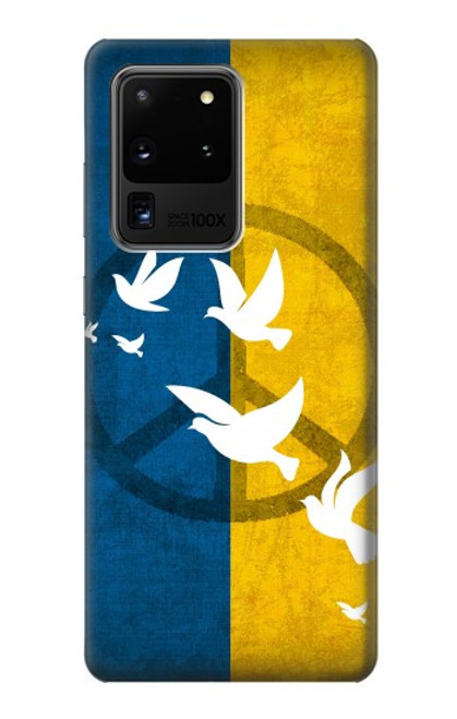 S3857 Colombe de la paix drapeau ukrainien Etui Coque Housse pour Samsung Galaxy S20 Ultra