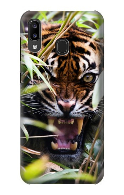 S3838 Tigre du Bengale qui aboie Etui Coque Housse pour Samsung Galaxy A20, Galaxy A30