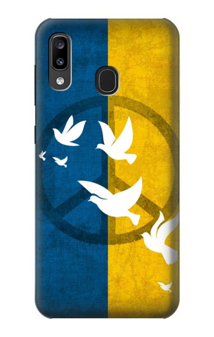 S3857 Colombe de la paix drapeau ukrainien Etui Coque Housse pour Samsung Galaxy A20, Galaxy A30